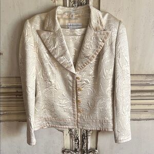 St. John Cream Floral Textured Blazer